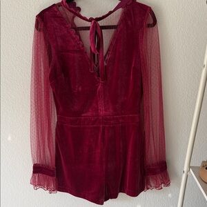 Elegant Red Velvet Romper